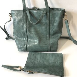 Malibu Skye 2 Piece Set Teal Green Shoulder Handbag Tote